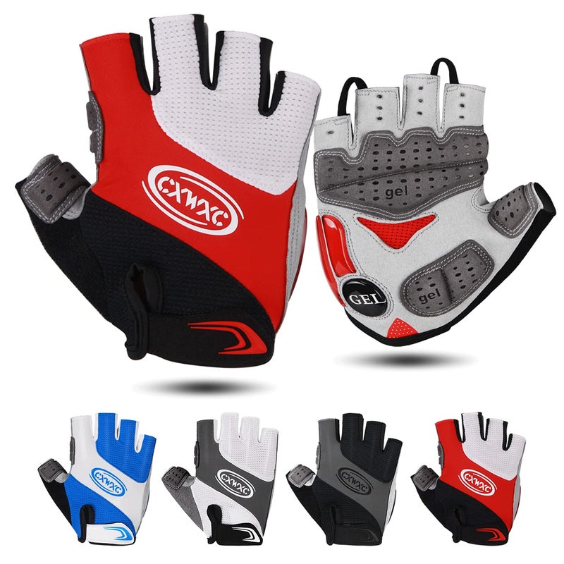 CXWXC Cycling Gloves for Men Women - Breathable Gel Road Mountain Bike Riding Gloves - Anti-Slip Half Finger Glove for Fitness Cycling Training Outdoor Sports - Image 1